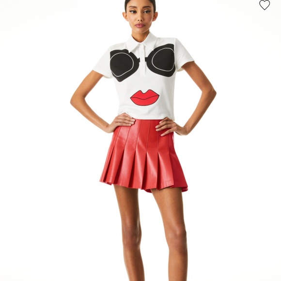 Alice + Olivia Marsha Stace Cropped Face Polo Size Large - Picture 3 of 10